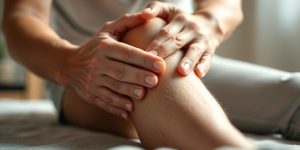 Hands massaging a knee for joint pain relief.